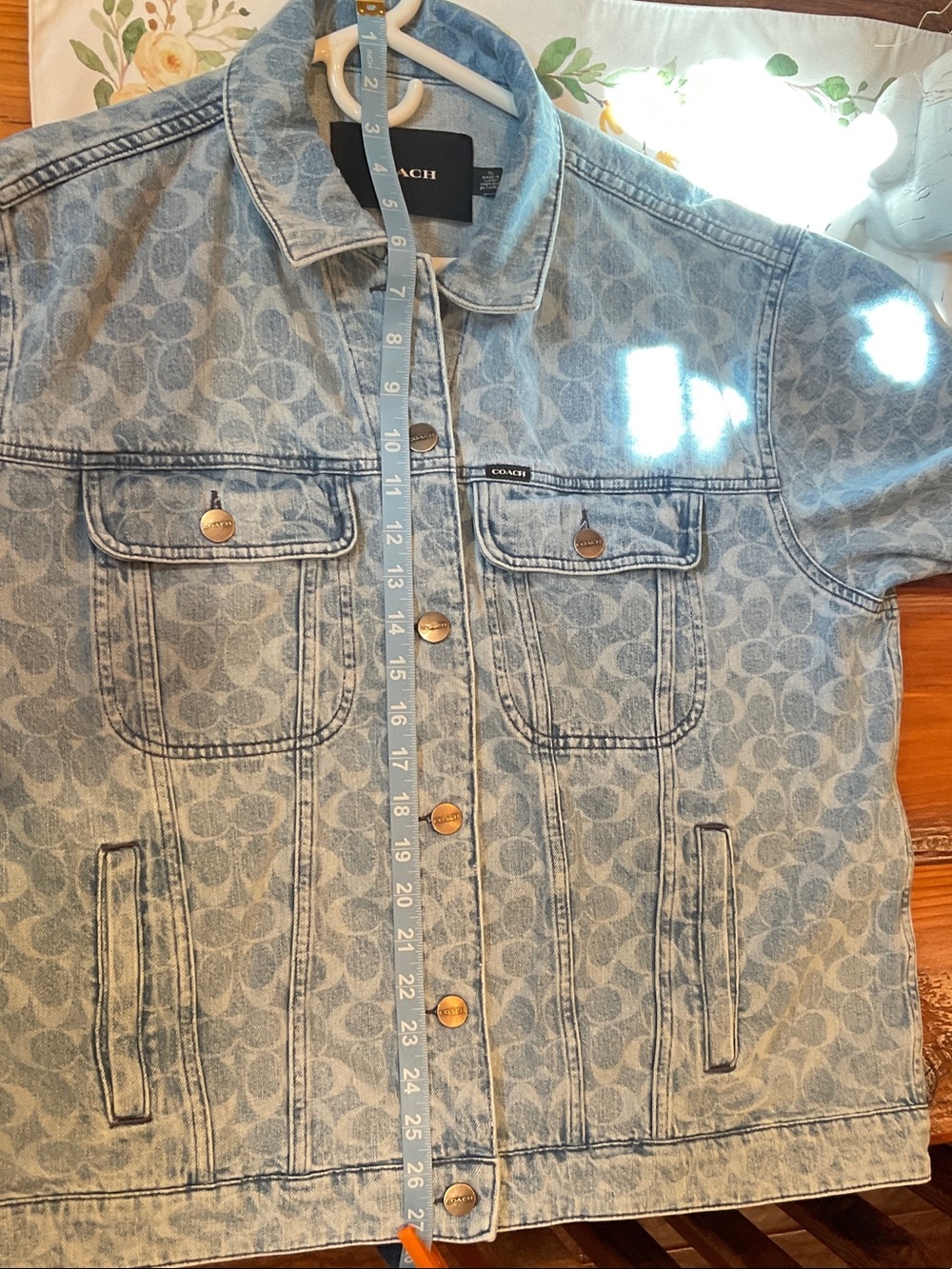 Coach Light Blue Monogram Denim Jacket Women’s XL Excellent Condition - Picture 5 of 9